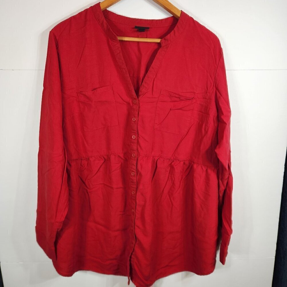 Torrid Red Emma Babydoll Tunic Blouse Long Sleeve Size 2
